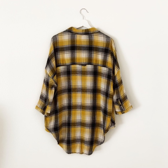 Anthro Maeve Embroidered Yellow Plaid Button Down - Picture 3 of 8